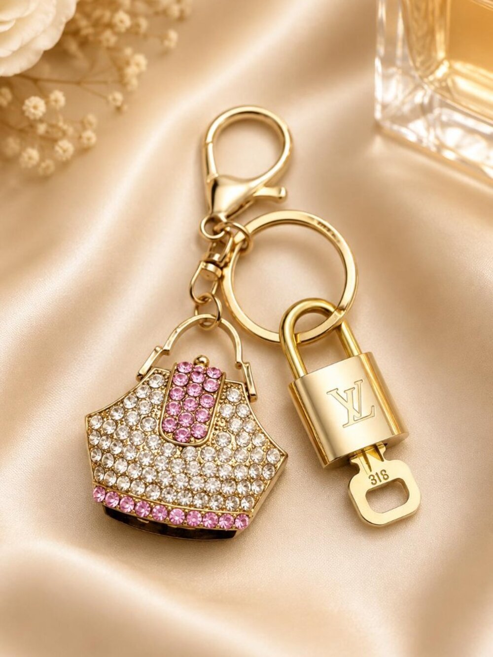 Authentic LV Gold Padlock 🔒 Keychain Charm for Louis Vuitton Bags